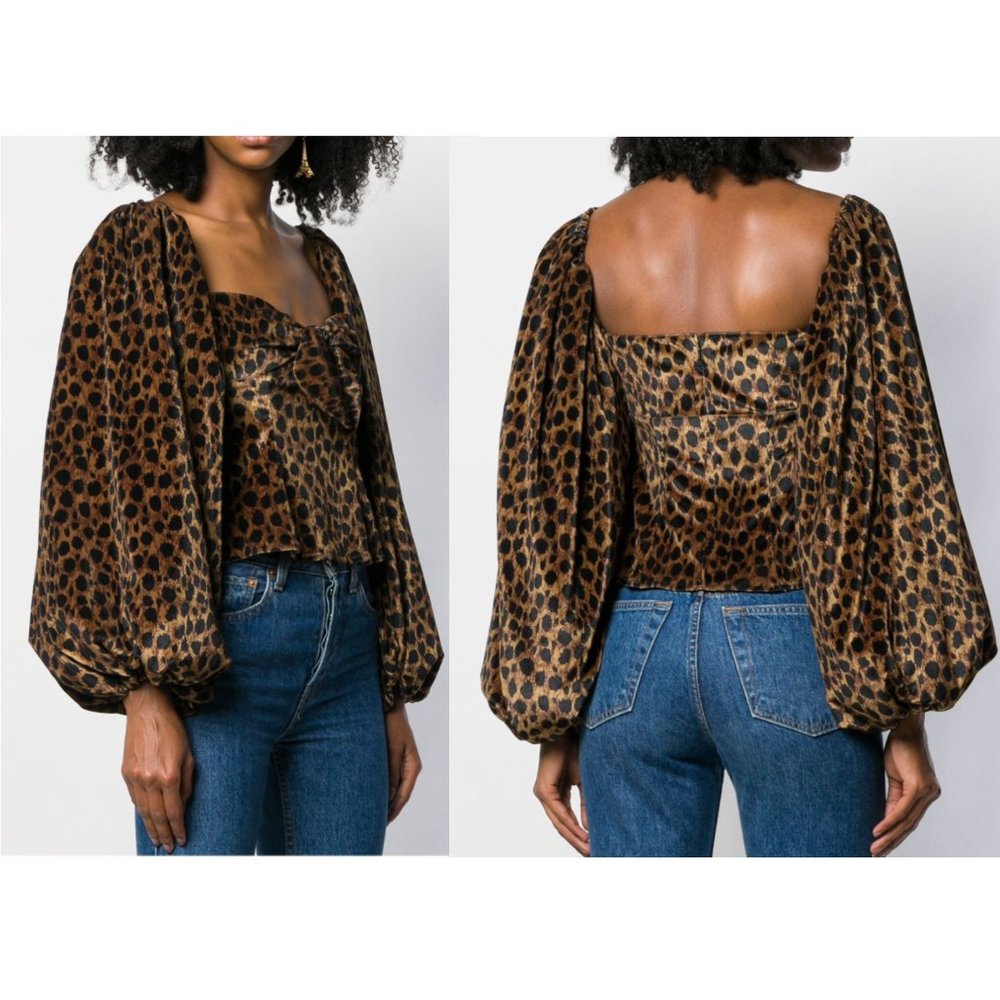 THE ATTICO Leopard Bow Top Size 0 NWT